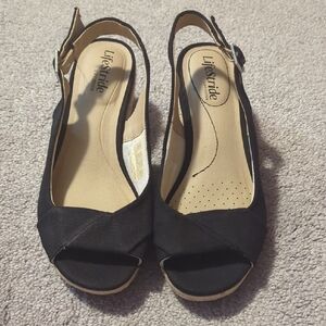 Life Stride Black Slingback Espadrilles